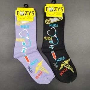 Womens NURSE Socks Nursing Gift Hospital RN Cute Cozy FUN Novelty 2 PAIR Foozys